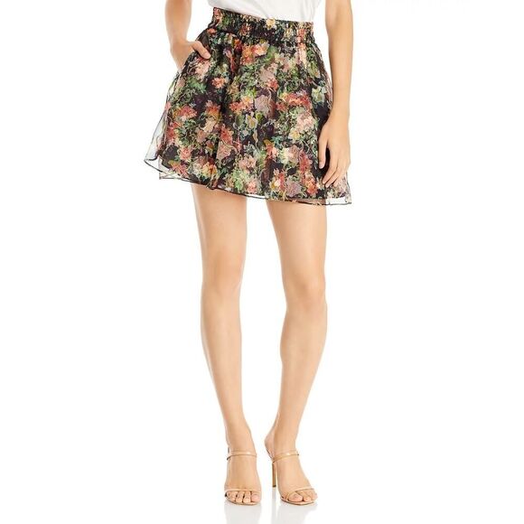 Alice + Olivia Dionne Floral Print Silk Mini Skirt multi 4 - Picture 6 of 9